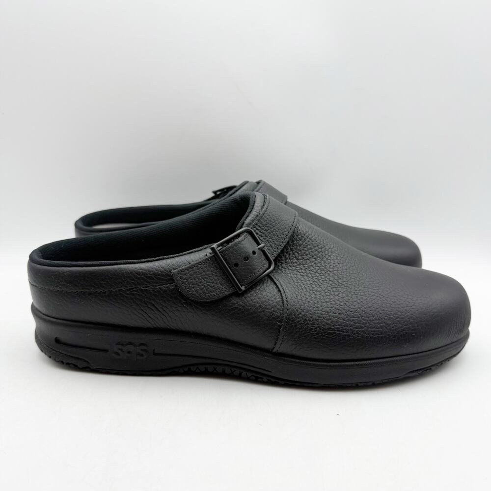 SAS Womens Clogs Size 10 M EU 41 Black Leather Slip Resistant Slip On EUC